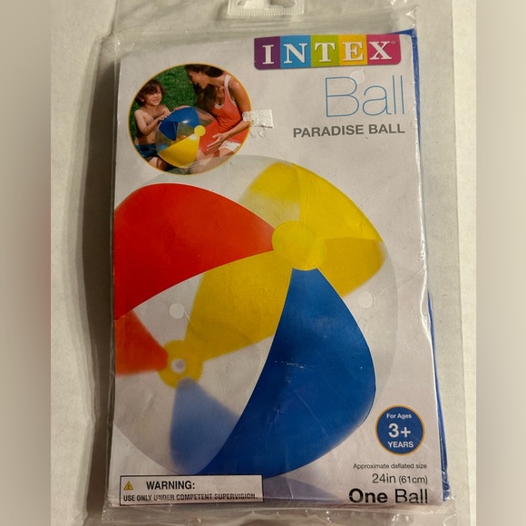 Intex 24 inch Inflatable Paradise Beach Ball Primary Colors Original Package - Picture 1 of 2